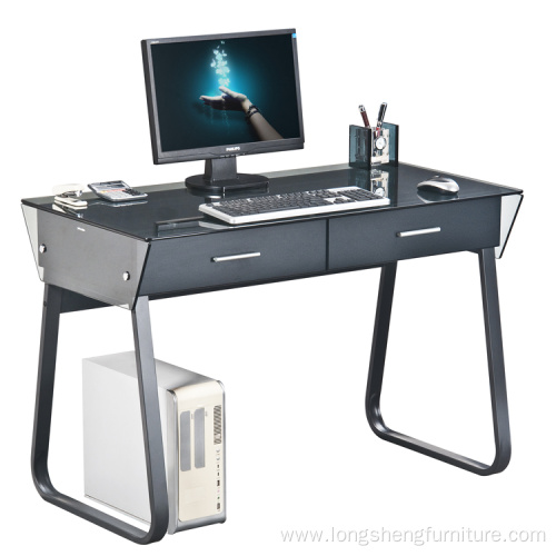 Two Colour Office Glass Desk With Drawer